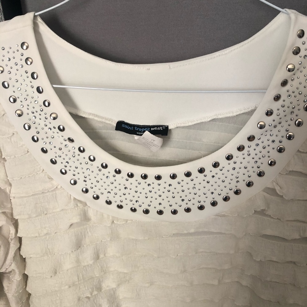 Cream Ruffle/Sparkle Blouse - Picture 2 of 3